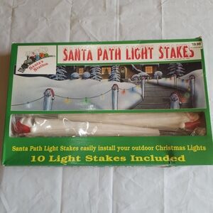 Vtg Kmart Santa's Station Sidewalk Path Light Stakes/ Light Strand Holders